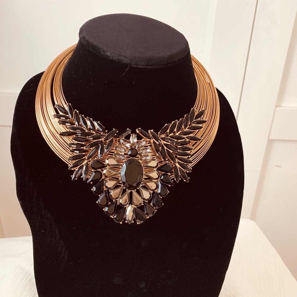vintage Gold choker with Black glass ornament